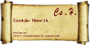 Csokán Henrik névjegykártya