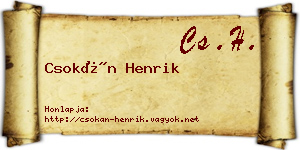 Csokán Henrik névjegykártya